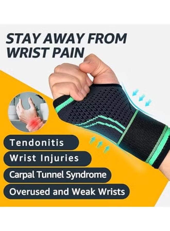 طقم دعامة ومعصم ضاغط مع حزام دعم قابل للتعديل - قطعتان من أكمام اليد للياقة البدنية ورفع الأثقال وركوب الدراجات - مشد طبي لتخفيف آلام الأوتار والنفق الرسغي - مقاس ميديوم - Image 3